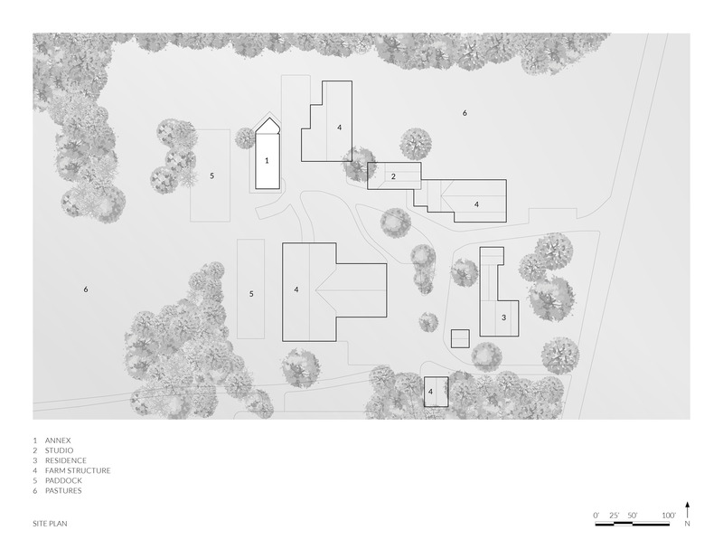 Dossier de presse | 7010-01 - Communiqué de presse | Annex, A Sculptor's Studio - Birdseye - Architecture résidentielle - Drawing - Site Plan - Crédit photo : Birdseye