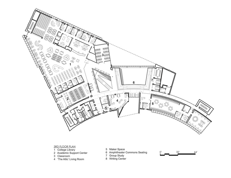 Dossier de presse | 2353-05 - Communiqué de presse | The L. Gale Lemerand Student Center Transforms the Daytona State College campus - ikon.5 architects - Architecture institutionnelle - Third floor plan - Crédit photo : ikon.5 architects