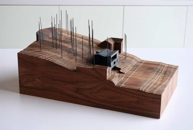 Dossier de presse | 7018-01 - Communiqué de presse | Los Angeles's Laney LA Redefining Contemporary Architecture with SQ Residence - Laney LA - Architecture résidentielle - The mountain home, expressed as a carved form. Subtractive openings define the facade and create protected outdoor spaces. - Crédit photo : Architecture: Laney LA<br>Interiors: HSH Interiors<br>Engineering: Riverstone Structural Concepts<br>Visualization: Negar Zahiri