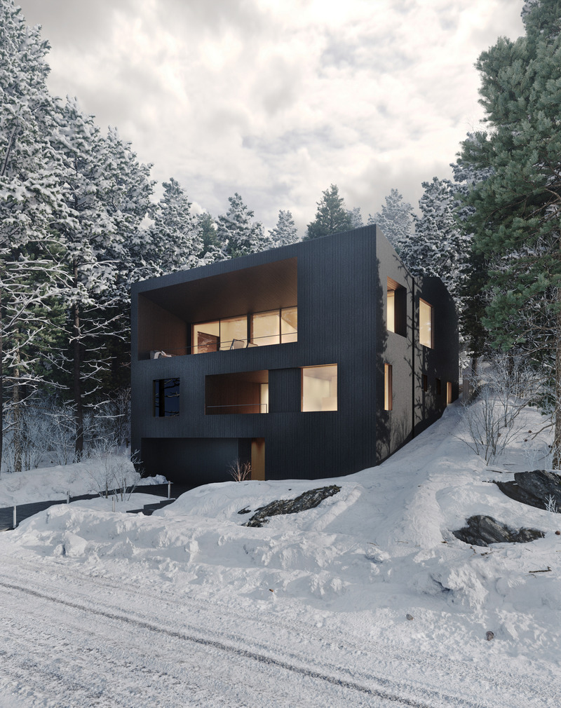Dossier de presse | 7018-01 - Communiqué de presse | Los Angeles's Laney LA Redefining Contemporary Architecture with SQ Residence - Laney LA - Architecture résidentielle - <p class="">Perched along the hillside of a sprawling valley, sits a black boulder rising from the snowscape of Lake Tahoe’s natural forest. Monolithic and understated, this residence is designed to be an integrated and organic addition to its environment. </p> - Crédit photo : Architecture: Laney LA<br>Interiors: HSH Interiors<br>Engineering: Riverstone Structural Concepts<br>Visualization: Negar Zahiri