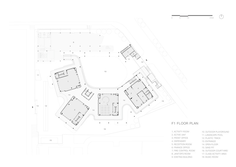 Dossier de presse | 5204-02 - Communiqué de presse | Kindergarten of Museum Forest - Yunchao Xu / Atelier Apeiron - Architecture institutionnelle - 1F plan - Crédit photo : Yunchao Xu/Atelier Apeiron