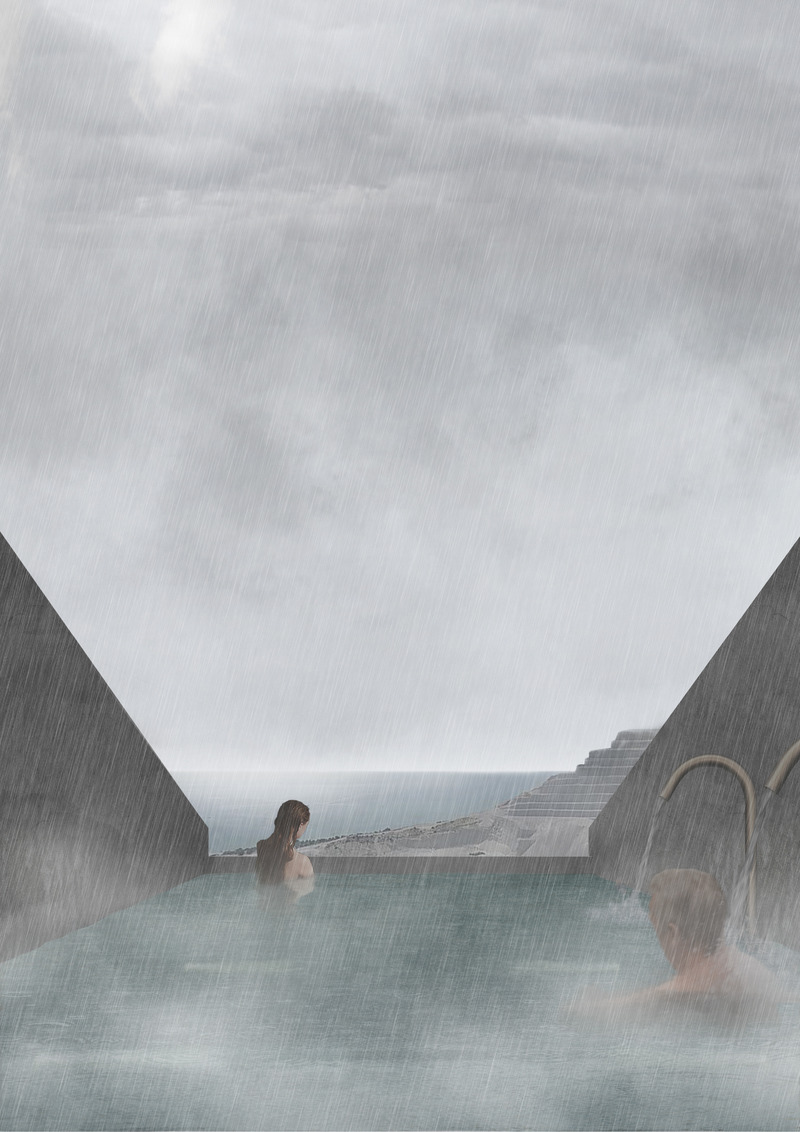 Press kit | 7100-01 - Press release | Re-mining Giali: A New Scenario for the Manufactured Landscape - Dimitrios Mitsimponas - Institutional Architecture - View of the mine from the hot pool - Photo credit: Dimitrios Mitsimponas<br>