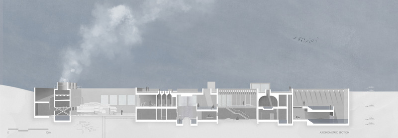 Press kit | 7100-01 - Press release | Re-mining Giali: A New Scenario for the Manufactured Landscape - Dimitrios Mitsimponas - Institutional Architecture - Axonometric Section - Photo credit: Dimitrios Mitsimponas<br>