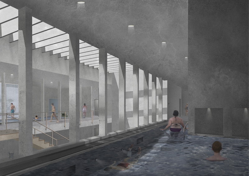 Press kit | 7100-01 - Press release | Re-mining Giali: A New Scenario for the Manufactured Landscape - Dimitrios Mitsimponas - Institutional Architecture - Interior view from the warm pool - Photo credit: Dimitrios Mitsimponas<br>