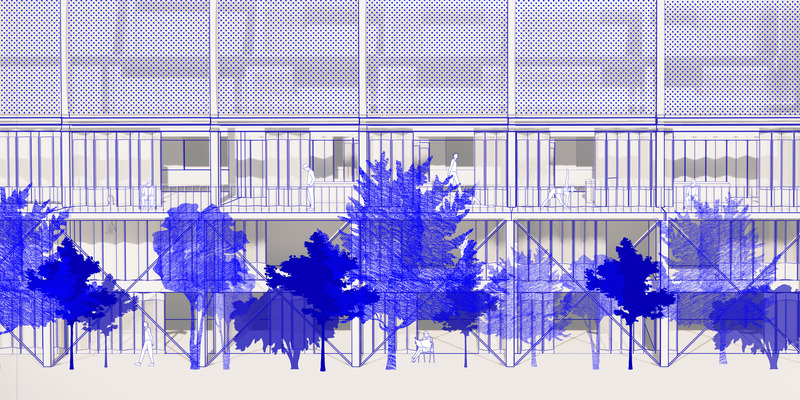 Press kit | 7097-01 - Press release | Solar Steps Affordable Housing Concept - Nicole Cao - Residential Architecture - South elevation fragment - Photo credit: Nicole Cao