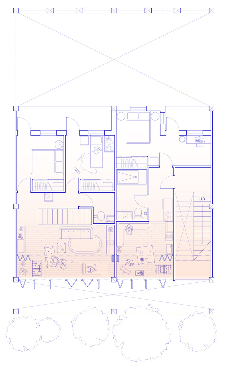 Press kit | 7097-01 - Press release | Solar Steps Affordable Housing Concept - Nicole Cao - Residential Architecture - Level 2 typical unit plan - Photo credit: Nicole Cao