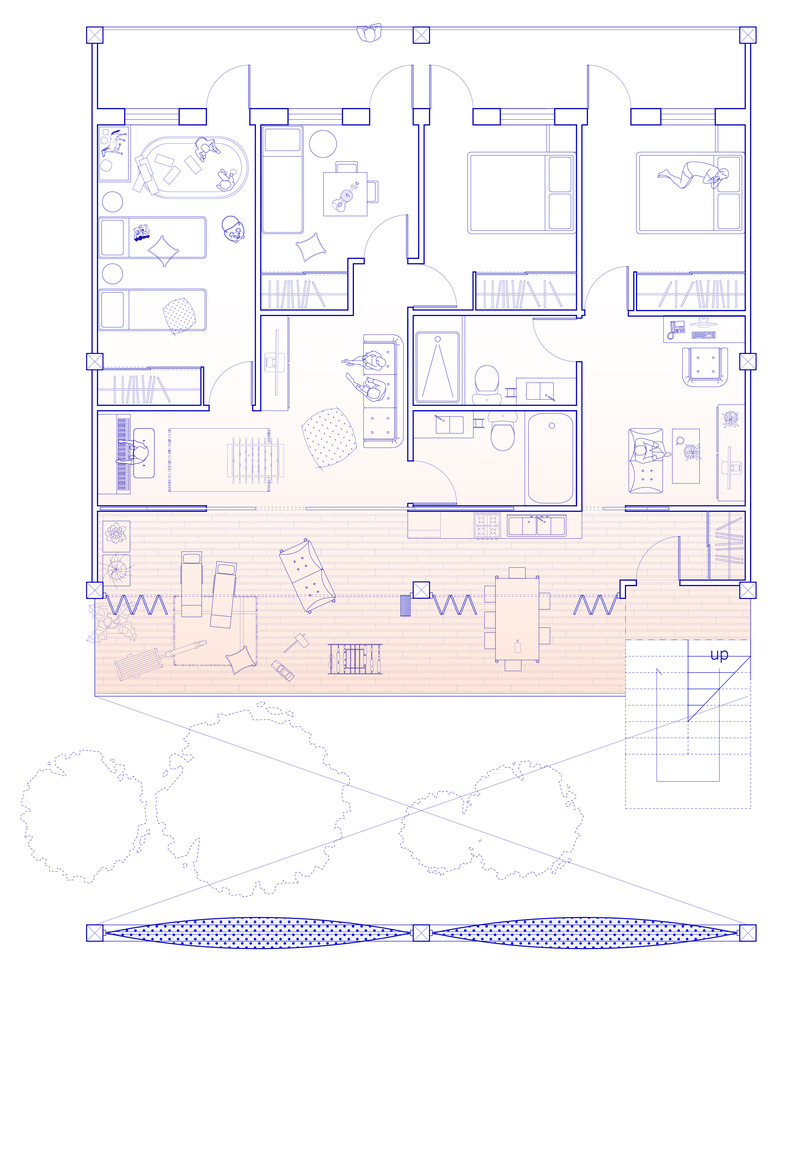 Press kit | 7097-01 - Press release | Solar Steps Affordable Housing Concept - Nicole Cao - Residential Architecture - Level 4 typical unit plan - Photo credit: Nicole Cao