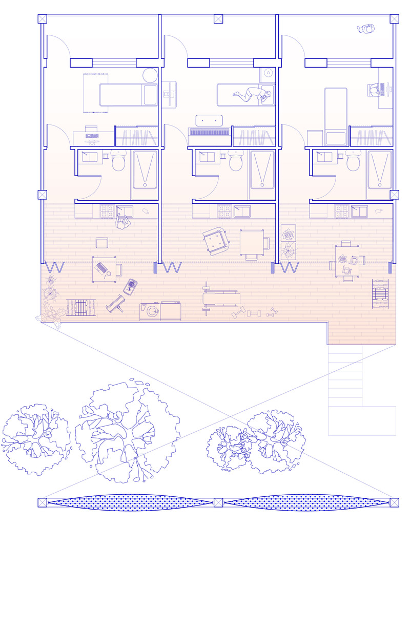 Press kit | 7097-01 - Press release | Solar Steps Affordable Housing Concept - Nicole Cao - Residential Architecture - Level 5 typical unit plan - Photo credit: Nicole Cao