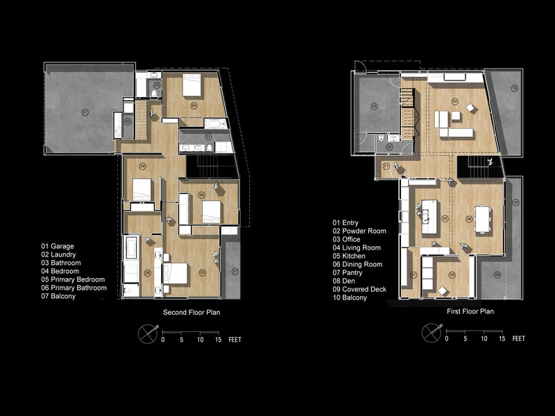 Dossier de presse | 5795-07 - Communiqué de presse | t House Defines a Seamless Connection Between Earth and Sky - ANX / Aaron Neubert Architects - Architecture résidentielle - Floor Plans - Crédit photo : ANX / Aaron Neubert Architects