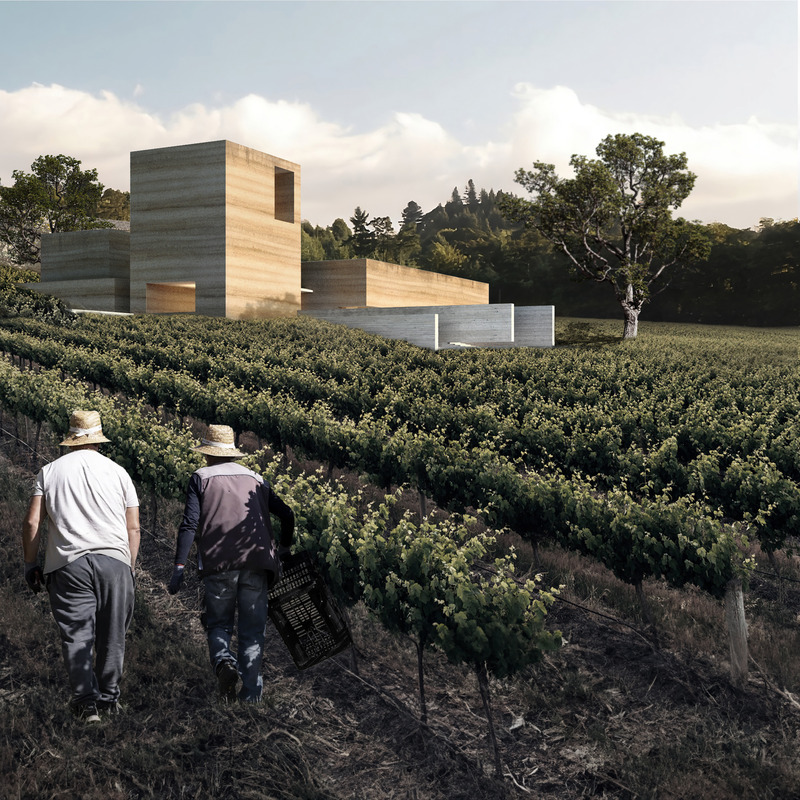 Press kit | 7030-02 - Press release | Rammed Earth Winery in Châteauneuf-du-Pape - JSPA Design - Commercial Architecture - Photo credit: JSPA Design