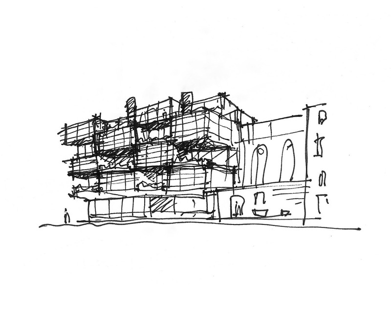 Dossier de presse | 1303-20 - Communiqué de presse | Le Carré des Arts : allier patrimoine et modernité pour créer des espaces de vie uniques - Sid Lee Architecture & ADHOC Architectes - Architecture résidentielle - Croquis - Crédit photo :  Jean Pelland, Sid Lee Architecture