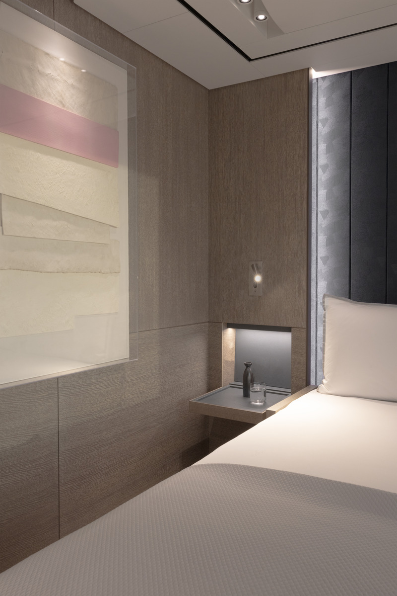 Press kit | 889-06 - Press release | BURDIFILEK Sets Sail Into the World of Luxury Yachting With Entourage - BURDIFILEK - Residential Interior Design - Each bedroom has drop downside tables to free precious floor space. - Photo credit:  Guillaume Plisson 