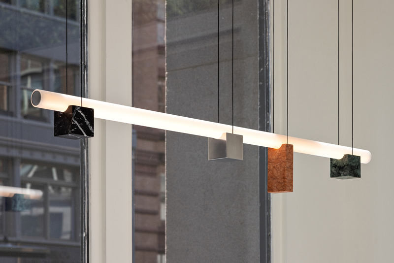 Press kit | 1619-09 - Press release | Isle Collection Officially Launches in the Universe of Bruises Gallery - Lambert & Fils and Bruises Gallery - Lighting Design - Isle 03 B, New York Showroom - Photo credit: Fran Parente