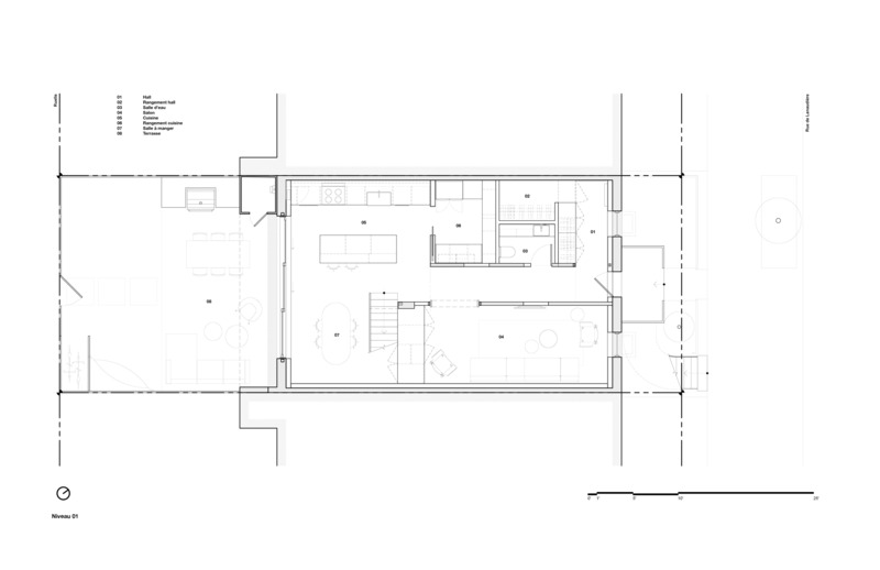 Dossier de presse | 3189-01 - Communiqué de presse | Résidence Lanaudière - Michael Godmer Studio + Dany Durand Courchesne Architecte - Design d’intérieur résidentiel - Plan rez-de-chaussée - Crédit photo : Michael Godmer Studio + Dany Durand Courchesne Architecte