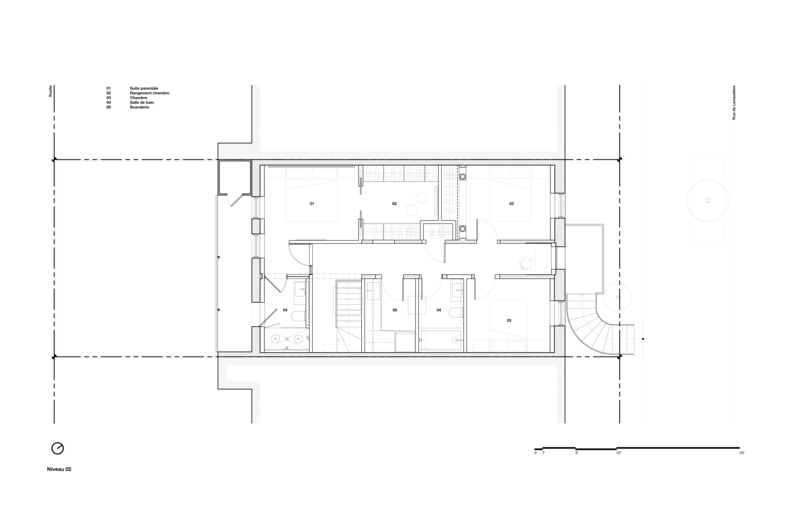 Dossier de presse | 3189-01 - Communiqué de presse | Résidence Lanaudière - Michael Godmer Studio + Dany Durand Courchesne Architecte - Design d’intérieur résidentiel - Plan deuxième niveau - Crédit photo : Michael Godmer Studio + Dany Durand Courchesne Architecte