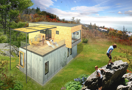 Dossier de presse | 877-01 - Communiqué de presse | Les Terrasses Cap-À-L’aigle : Une architecture grandeur nature - MU Architecture - Architecture résidentielle - MALBAIE - Crédit photo : Les Terrasses Cap-à-L’Aigle