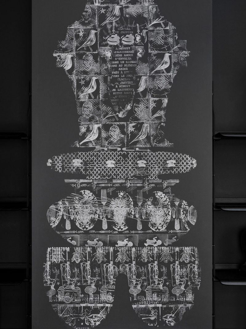 Dossier de presse | 611-38 - Communiqué de presse | La Maison Noire - Index-Design - Design d’intérieur résidentiel - Oeuvre "La nuit, tous les chats sont gris", de François Morelli - Crédit photo : Maxime Brouillet