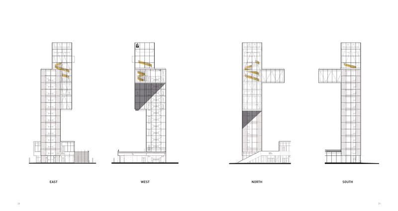 Dossier de presse | 952-34 - Communiqué de presse | Tour du Port de Montréal et Grand Quai - Provencher_Roy and NIPPAYSAGE - Architecture commerciale - Tour du Port de Montréal - dessins - Crédit photo : Provencher_Roy