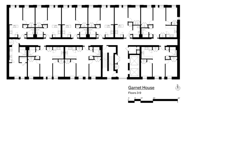 Dossier de presse | 5881-04 - Communiqué de presse | The Garnet - Shakespeare Gordon Studio - Architecture résidentielle - Typical floor plan, floors 3-9 - Crédit photo : SGVA