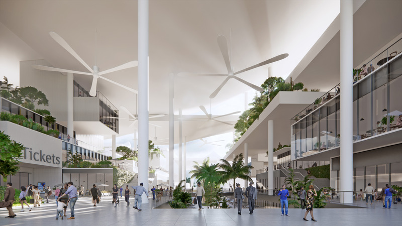 Dossier de presse | 4150-11 - Communiqué de presse | Deep Sea Museum and Sports Center in Sanya - aoe - Architecture commerciale - Leisure axis inside the street - Crédit photo : aoe