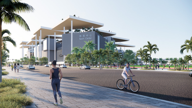 Dossier de presse | 4150-11 - Communiqué de presse | Deep Sea Museum and Sports Center in Sanya - aoe - Architecture commerciale - Sports center along the street - Crédit photo : aoe