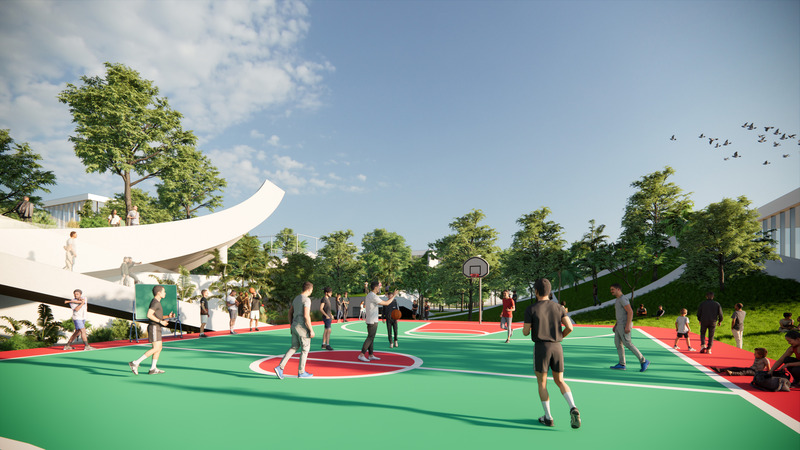 Dossier de presse | 4150-11 - Communiqué de presse | Deep Sea Museum and Sports Center in Sanya - aoe - Architecture commerciale - Roof garden court - Crédit photo : aoe