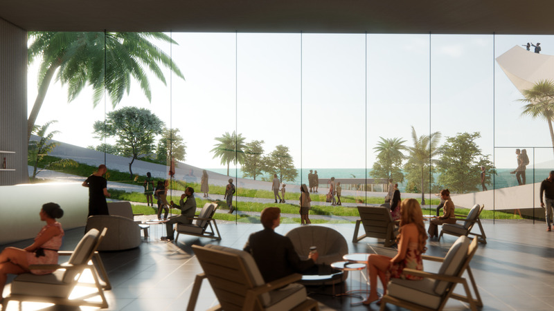 Dossier de presse | 4150-11 - Communiqué de presse | Deep Sea Museum and Sports Center in Sanya - aoe - Architecture commerciale - Rooftop garden for commercial recreation - Crédit photo : aoe