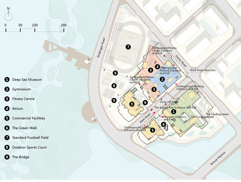 Dossier de presse | 4150-11 - Communiqué de presse | Deep Sea Museum and Sports Center in Sanya - aoe - Architecture commerciale -  Plan  - Crédit photo : aoe