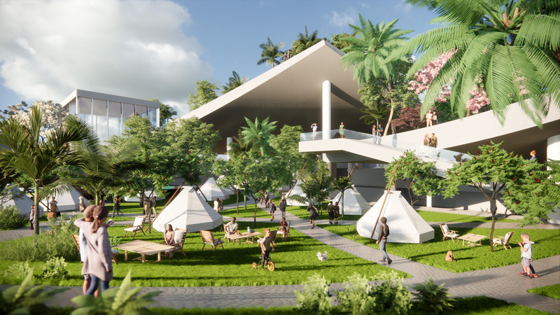 Dossier de presse | 4150-11 - Communiqué de presse | Deep Sea Museum and Sports Center in Sanya - aoe - Architecture commerciale - Deep Sea Museum and Sports Center_Roof park greening - Crédit photo : <p>aoe</p>