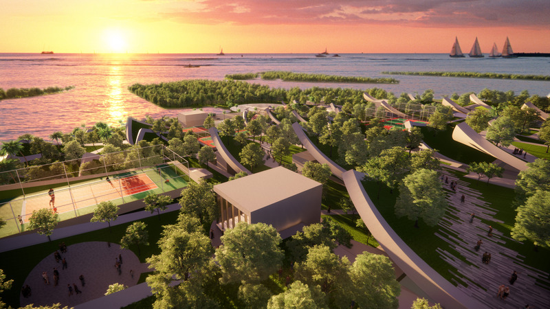 Dossier de presse | 4150-11 - Communiqué de presse | Deep Sea Museum and Sports Center in Sanya - aoe - Architecture commerciale - Deep Sea Museum and Sports Center_The roof garden overlooks the sea - Crédit photo : <p>aoe</p>