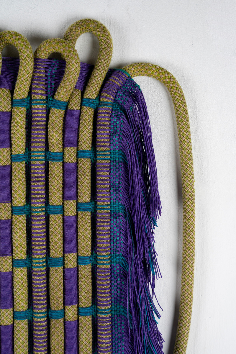 Press kit | 748-48 - Press release | UQAM's Centre de Design "Textile Design Now” Exhibition Showcases the Work of Women Textile Designers and Artists - UQAM Centre de Design - Event + Exhibition - <p class="">Estelle Bourdet</p><p class="">La Cordée (2023)</p><p class="">Cotton, linen and climbing ropes, natural pigments</p><p>  </p> - Photo credit: Estelle Bourdet