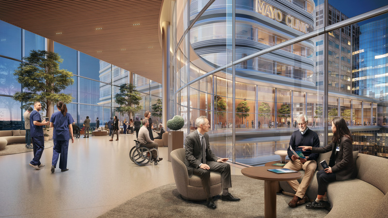 Press kit | 1456-14 - Press release | Foster + Partners and CannonDesign Selected to Design Transformative Healthcare Project for Mayo Clinic; Gilbane Building Company to Lead Construction Management - Foster + Partners, CannonDesign and Gilbane - Commercial Architecture - Photo credit:  <p class="">Dbox/Foster + Partners</p><p class="">© 2023 Mayo Foundation for Medical Education and Research (MFMER). All rights reserved.</p> 