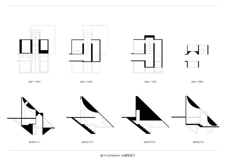 Dossier de presse | 5651-06 - Communiqué de presse | Concrete Pavilion - LIN architecture - Architecture industrielle - plan and section - Crédit photo : lin architecture