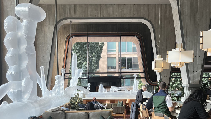 Press kit | 1607-14 - Press release | Mark Your Calendars to Explore Design in Toronto - DesignTo - Event + Exhibition - StudioRat, 'Garden of Inflated Delights', Ace Hotel 2023 - Photo credit: Image courtesy of 'A room is a home, is a playground' installation 