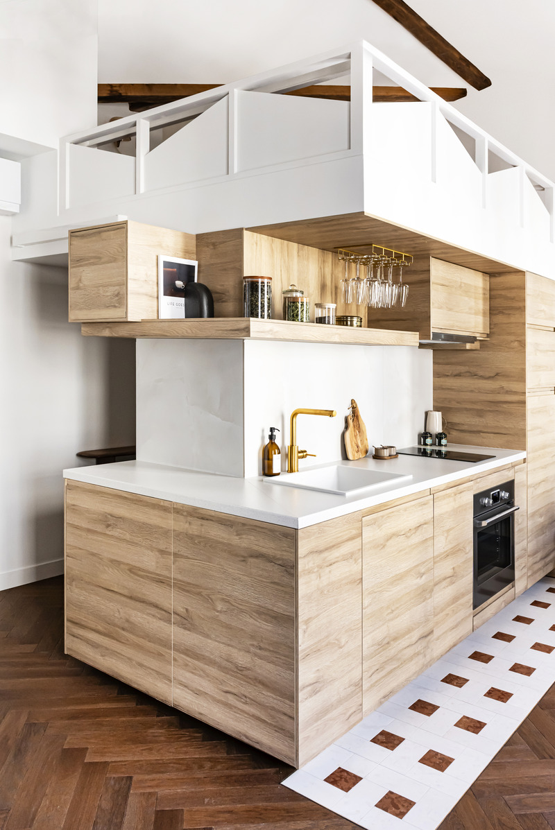 Press kit | 3083-04 - Press release | The Montmartre Apartment : A Parisian Design Jewel Blending Charm and Modernity - Imagine - Residential Interior Design - Kitchen - Photo credit: Julien Pépy