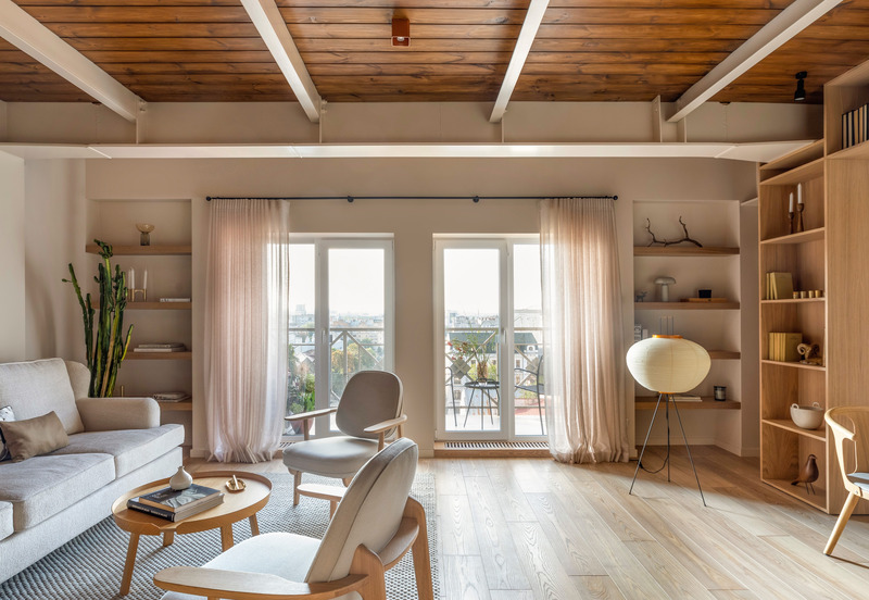 Dossier de presse | 7482-01 - Communiqué de presse | Pied-à-Terre With a Lot of Wood - Yana Molodykh - Design d’intérieur résidentiel - Crédit photo : Yevhenii Avramenko