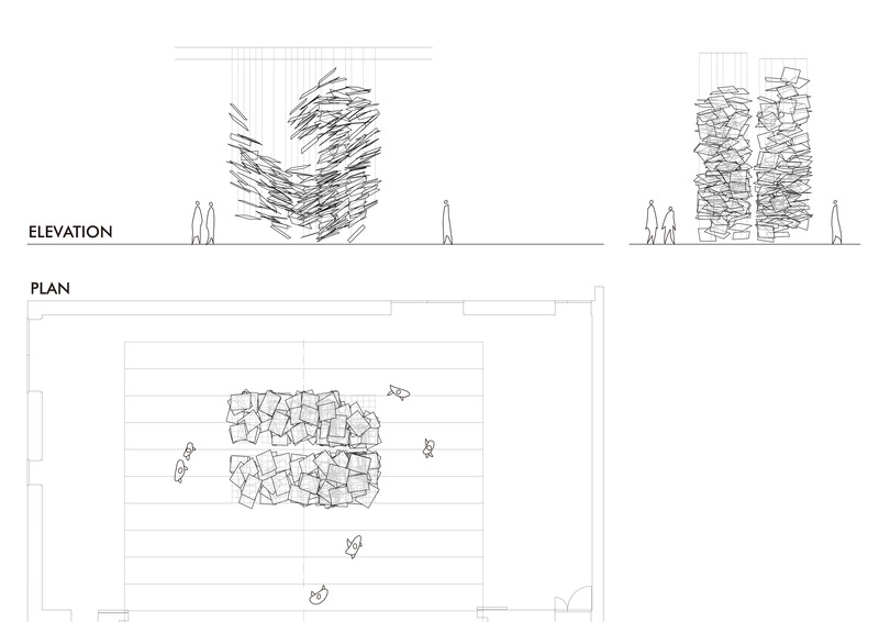 Press kit | 3767-03 - Press release | "Into the Space":  An Installation Art Space  That Attempts to Express Japanese Beauty recognized with BoY Honoree and AMP Award - NAKAMURA KAZUNOBU DESIGN-WORKS - Art - Hundreds of thin boards are drawn one by one in 3D space by a designer, and finely adjusted to a structurally balanced position by cutting-edge computational design to form a single object.  - Photo credit:  Kazunobu Nakamura 