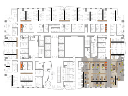 Press kit | 865-02 - Press release | Astral Media - Lemay - Commercial Interior Design - Plan de l’étage espaces ouverts - Photo credit: Lemay associés [architecture design]