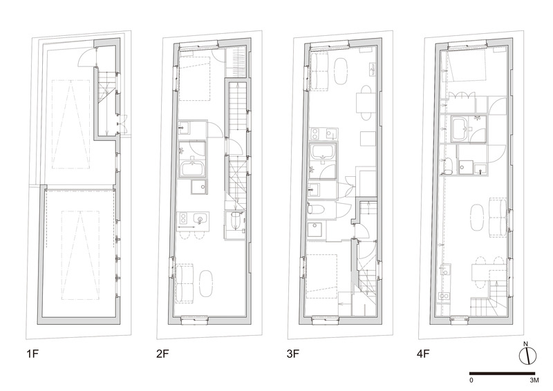 Dossier de presse | 3153-04 - Communiqué de presse | Tokyo's Compact Site: Staircase-Linked Layered Housing by Ryuichi Sasaki Architecture - Ryuichi Sasaki Architecture - Architecture résidentielle - PLAN D'AMÉNAGEMENT - Crédit photo : Ryuichi Sasaki Architecture