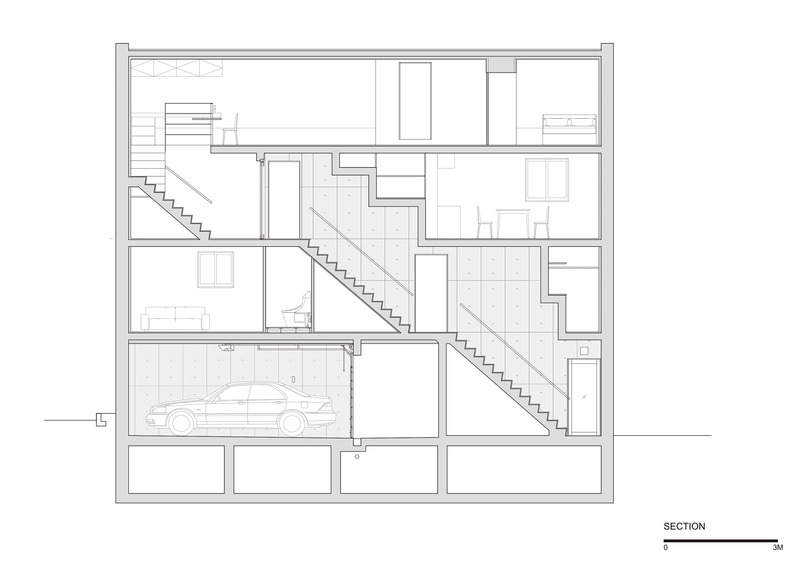 Dossier de presse | 3153-04 - Communiqué de presse | Tokyo's Compact Site: Staircase-Linked Layered Housing by Ryuichi Sasaki Architecture - Ryuichi Sasaki Architecture - Architecture résidentielle - SECTION - Crédit photo : Ryuichi Sasaki Architecture