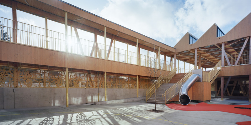 Dossier de presse | 1065-02 - Communiqué de presse | Un groupe scolaire biosourcé à énergie positive - r2k architecte - Architecture institutionnelle - Crédit photo : ERIETA ATTALI