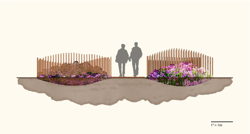 Press kit | 837-46 - Press release | The International Garden Festival Unveils the Projects Selected for its 25th Edition on the Theme "The Ecology of Possibility" - International Garden Festival | Reford Gardens - Competition - FUTURE DRIFTS (elevation 10m side) - Photo credit: Julia Lines Wilson