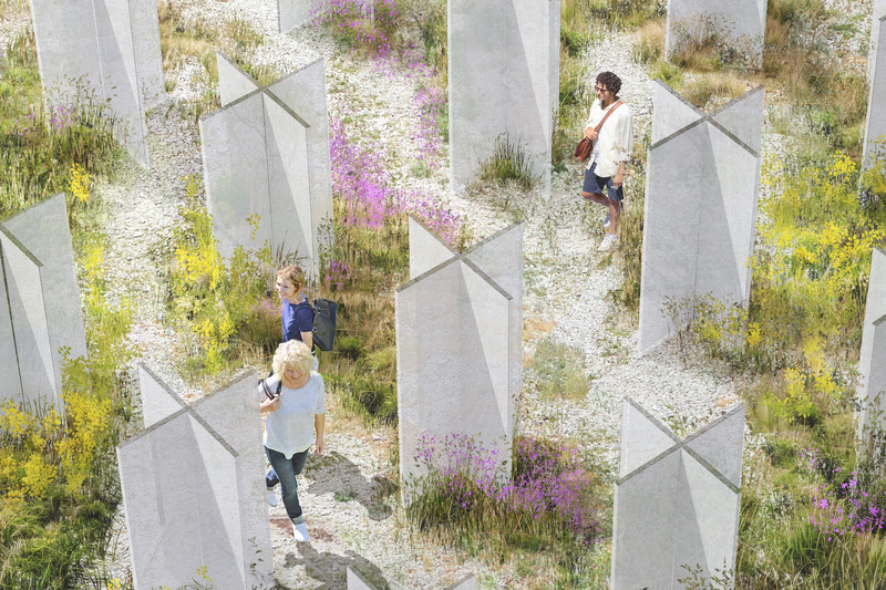Press kit | 837-46 - Press release | The International Garden Festival Unveils the Projects Selected for its 25th Edition on the Theme "The Ecology of Possibility" - International Garden Festival | Reford Gardens - Competition - Superstrata (bird's-eye view) - Photo credit: mat-on