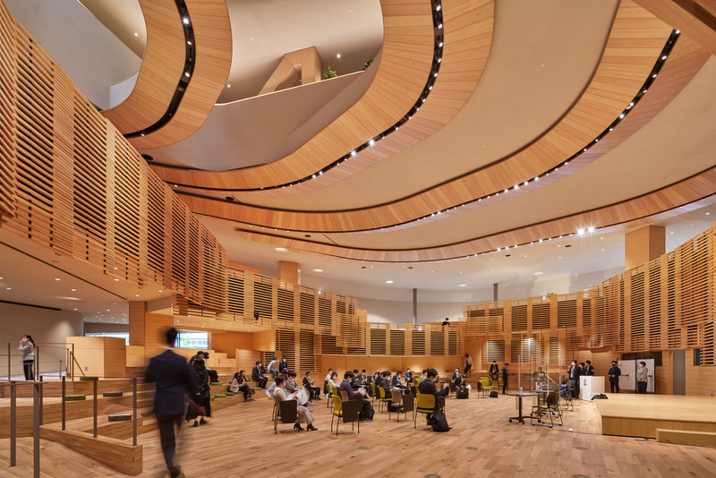 Dossier de presse | 7488-01 - Communiqué de presse | MORI no KAISHO: Meeting Place of Forest - Tetsuo Kobori Architects + Daiwa House Industry Co., Ltd. + Fujita Corporation - Architecture institutionnelle - The Sun Hall - Crédit photo : Tomoyuki Kusunose