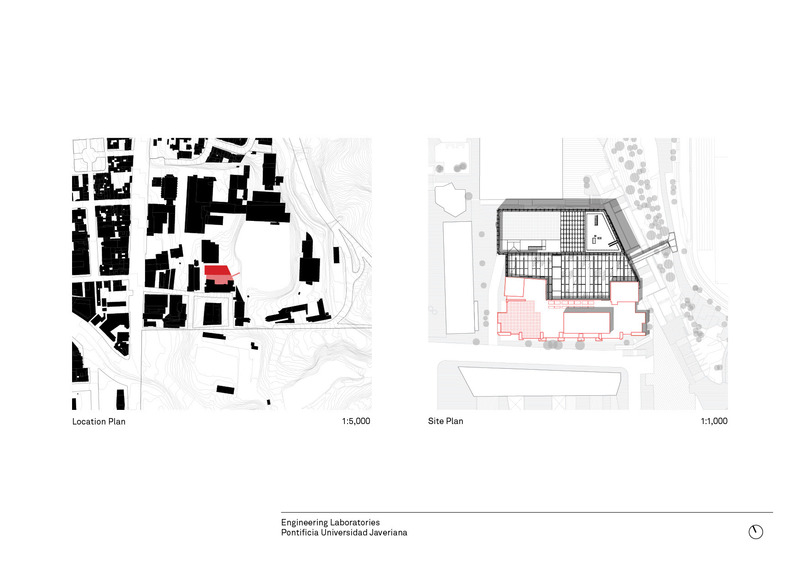 Dossier de presse | 7479-01 - Communiqué de presse | Engineering Laboratories at Pontificia Universidad Javeriana - Juan Pablo Ortiz + TALLER Architects - Architecture institutionnelle - Location and Site Plan - Crédit photo : JPO + TALLER Architects
