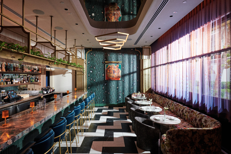 Press kit | 5857-04 - Press release | Studio UNLTD Unveils Design of Cino Restaurant - Studio UNLTD - Commercial Interior Design - The interior of Cino, Honolulu is a striking convergence of maximalism, Art Deco and contemporary styles.  - Photo credit: Chris Rohrer