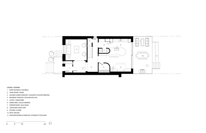 Dossier de presse | 2054-03 - Communiqué de presse | Résidence Grey - RobitailleCurtis - Architecture résidentielle -  Plan du rez-de-chaussée (après)  - Crédit photo : RobitailleCurtis