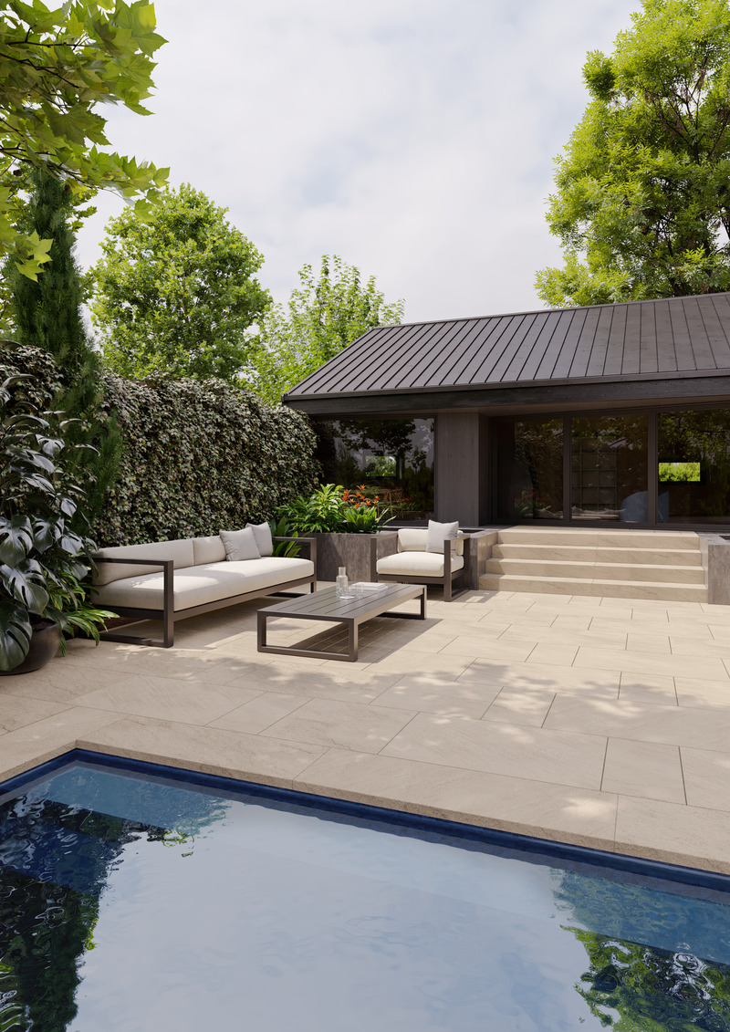 Press kit | 2634-03 - Press release | Techo-Bloc Unveils this Year’s Leading Trends Through New Product and Color Launches - Techo-Bloc - Landscape Architecture - New Natural Stone Collection - Photo credit: Techo-Bloc