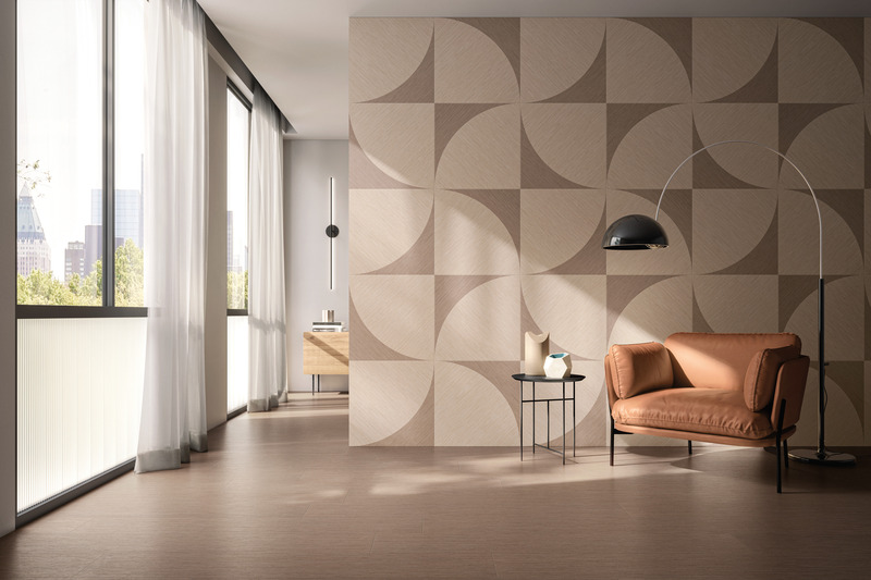 Press kit | 1177-15 - Press release | Tamashi - Ceramiche Refin - Product - Tamashi_Tea-25x150_Leaf+Tea-Decoro-60x60 - Photo credit: Ceramiche Refin<span></span>