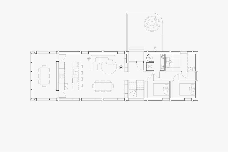 Dossier de presse | 7507-01 - Communiqué de presse | Résidence Chez Léon - Quinzhee Architecture - Architecture résidentielle - Plan de l'étage - Crédit photo : Quinzhee Architecture